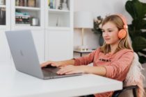 women using her laptop